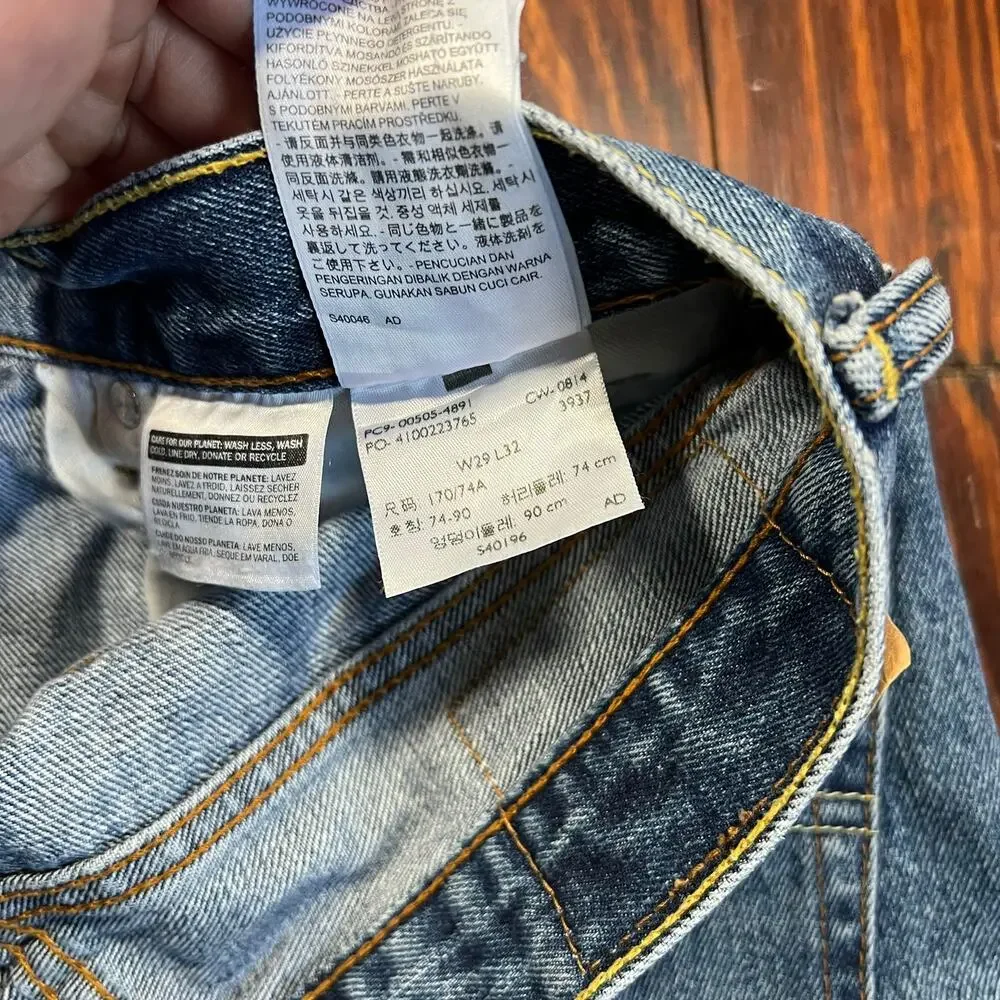 Levi's 29x32 505 Straight Leg Jeans Blue Denim Classic